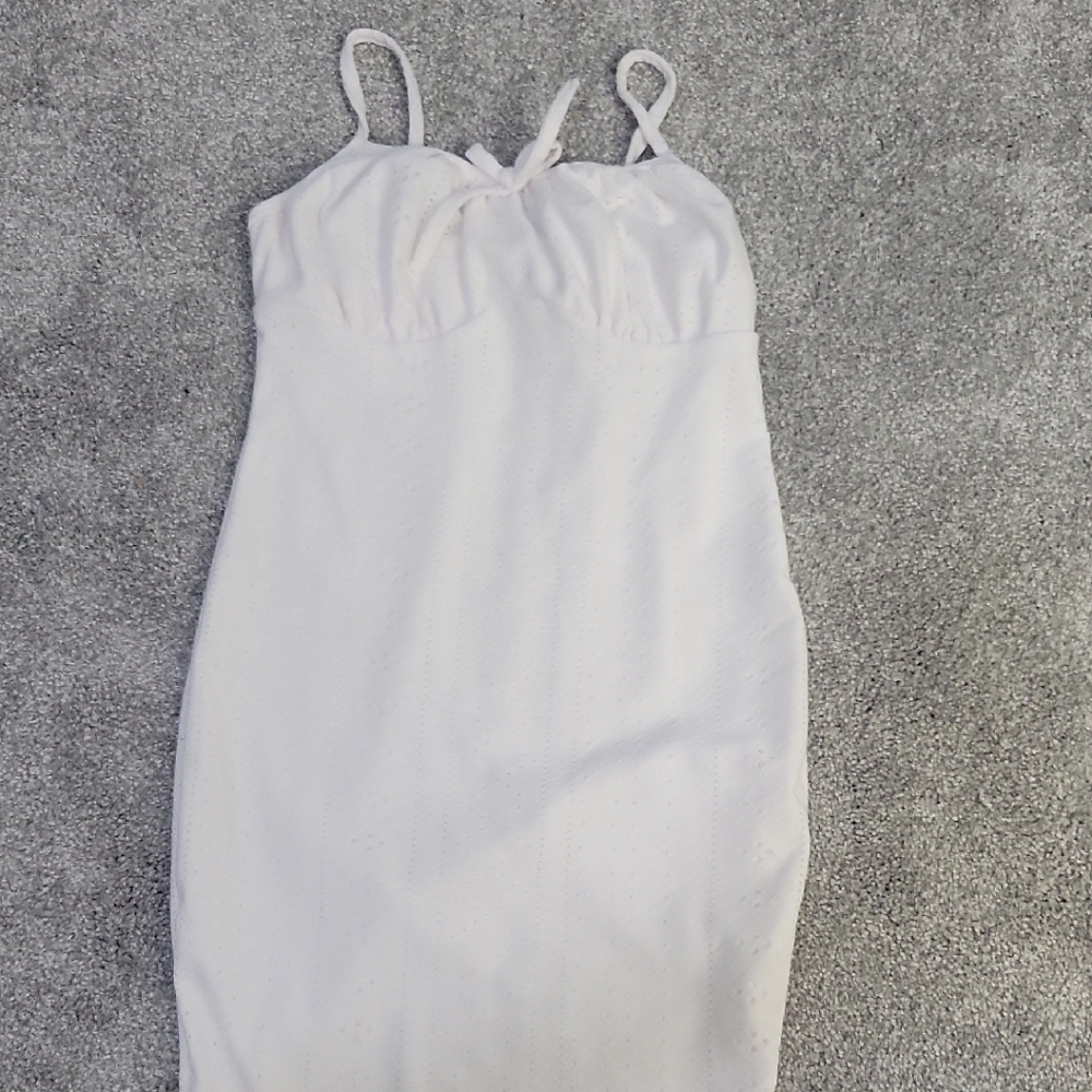 Girls White Dress with Bow Detail